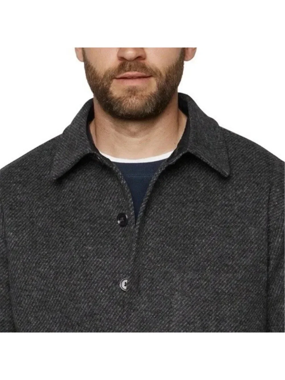 Banana Republic Men's XL Gray Button-Up Shacket Herringbone Pattern e1492